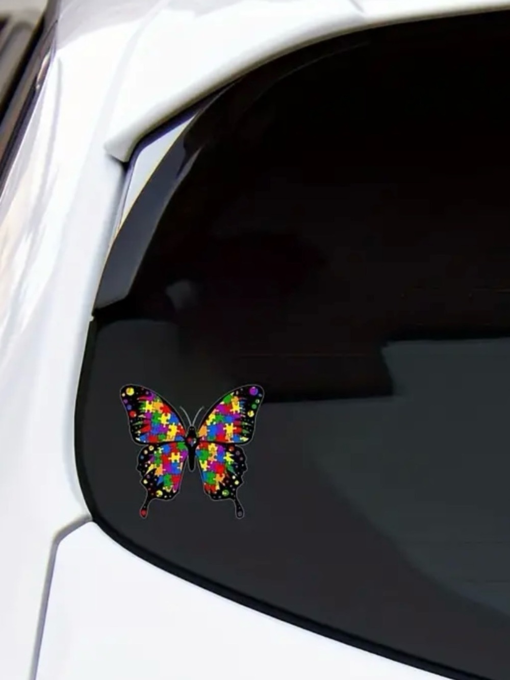 Colorful Puzzle Butterfly Vinyl Sticker - Multi-Color - Picture 4 of 8